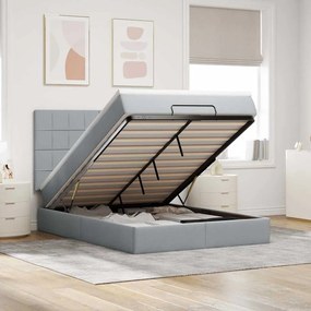 vidaXL Estrutura de cama otomana com colchão 140x190 cm cinzento claro