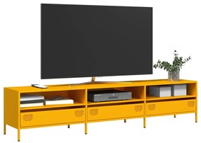 vidaXL Móvel de TV 202x39x43,5 cm aço laminado a frio amarelo mostarda