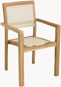 Cadeiras de jantar de jardim em madeira de teca com braços Fun, conjunto de 2