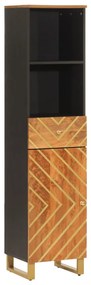 3 pcs conjunto de móveis p/ WC mangueira maciça castanho/preto