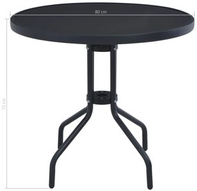 Mesa de jardim 80 cm aço e vidro preto