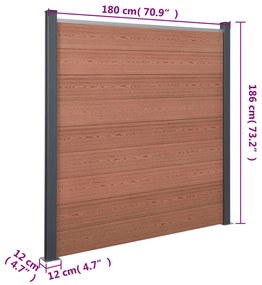 Conjunto de painéis de vedação 180x186 cm WPC castanho