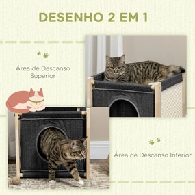 PawHut Casa para Gatos Cama para Gatos de Interior com Almofada Amovív