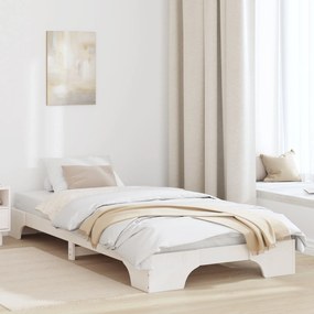 Estrutura de Cama Branca Madeira de Pinho Sólida 90 x 190 cm