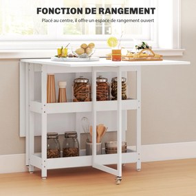 Mesa de jantar dobrável 133,4 L x 80 l x 75 A cm com rodas para 4 pessoas (CADEIRAS NÃO INCLUIDAS), com compartimentos abertos, ideal para espaços red