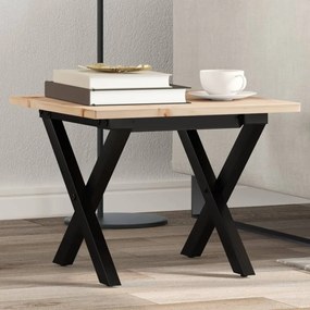 Mesa de centro estrutura em X 40x40x35 cm pinho e aço