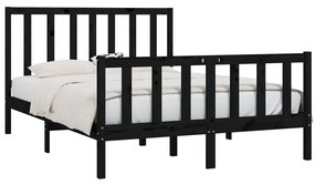 Estrutura de cama 140x190 cm madeira maciça preto