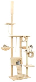 vidaXL Árvore p/ gatos altura ajustável chão ao teto 220-240 cm bege