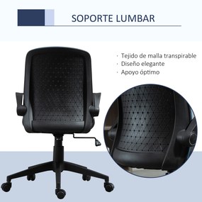 Vinsetto Cadeira de Escritório Ergonômica Cadeira de Escritório Giratória Ajustável com Apoio para os Braços Dobrável Suporte Lombar e Encosto Transpirável 57x61x93-102cm Azul
