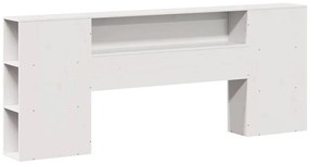 Cama com estante sem colchão 200x200 cm madeira maciça branco