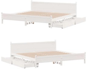 Cama sem colchão 200x200 cm madeira de pinho maciça branco