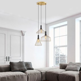Candeeiro Suspenso Dear – Ouro Brilhante – 63 x 63 x 135 cm