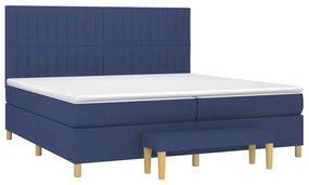 Cama com molas/colchão 200x200 cm tecido azul