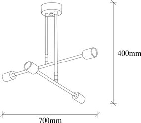 Candeeiro de Teto Camel 7 – Dourado – Diâmetro 70 cm x Altura 40 cm
