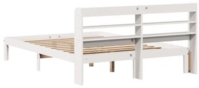 Estrutura de cama com cabeceira 140x200 cm pinho maciço branco