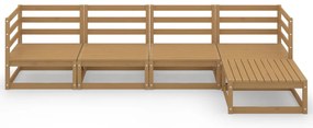 5 pcs conjunto lounge de jardim pinho maciço castanho mel