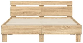 Estrutura cama c/ cabeceira/luzes LED 140x200cm carvalho sonoma