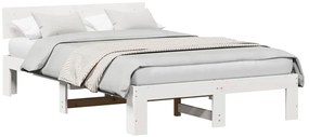 Estrutura de Cama com Cabeceira Branca 120x190 cm Madeira de Pinho Sól