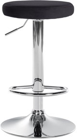 Banco de bar Ponte em veludo e com estrutura cromada 38,5 x 60-81 x 38,5 cm Preto