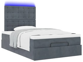 Estrutura de cama otomana com colchões cinza escuro Veludo