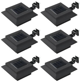 Candeeiro de exterior solar LED 6 pcs preto quadrado 12 cm