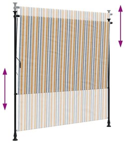 Estore de rolo exterior 150x270 cm tecido/aço amarelo e branco