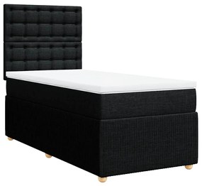 Cama com molas/colchão 100x200 cm tecido preto