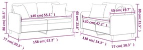 2 pcs conjunto de sofás com almofadas tecido castanho