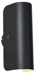 Candeeiro de parede moderno preto 2 luzes - Gotthard