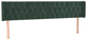 Cabeceira cama c/ luzes LED veludo 183x16x78/88 cm verde-escuro