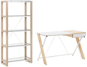 Conjunto de escritório em branco e madeira clara JENKS/HAMDEN Beliani