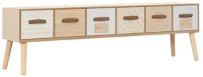 vidaXL Móvel de TV com 6 gavetas 130x30x40 cm madeira de pinho maciça