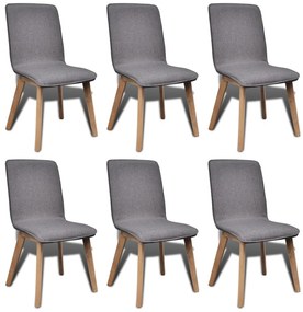 vidaXL Cadeiras jantar 6 pcs tecido cinzento-claro e carvalho maciço