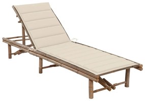vidaXL Espreguiçadeira de jardim com almofadão bambu