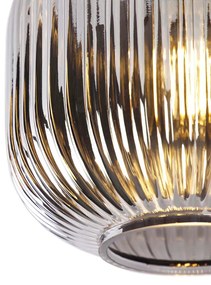 LED Candeeiro de teto inteligente preto com vidro fumê incl. Wifi A60 - Karel Art Deco