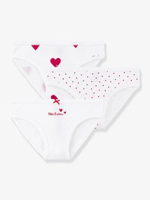 Lote de 3 cuecas corações, em algodão, para criança - Petit Bateau branco claro estampado