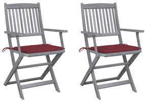 vidaXL Cadeiras exterior dobráveis c/ almofadões 2 pcs acácia maciça