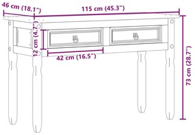 Mesa consola Corona 115x46x73 cm madeira de pinho maciça