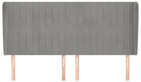 Cabeceira cama c/ abas veludo 183x23x118/128 cm cinzento-claro