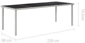 Mesa de jardim 220x90x74,5 cm preto