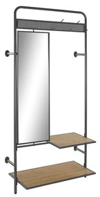 Hall de Entrada Dkd Home Decor Espelho Metal Madeira Castanho Cinzento Escuro (84,5 X 40 X 187 cm)