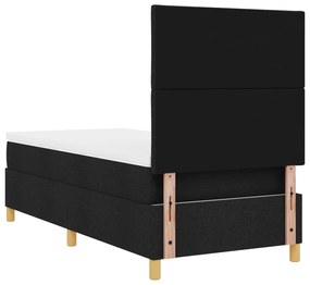 Cama Box Spring com Colchão Preta 100x200 cm Tecido