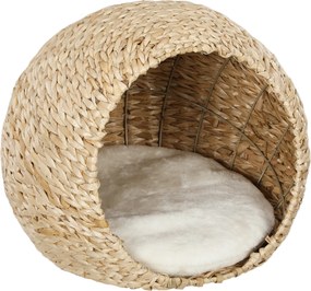 PawHut Cama para gato, casa para gatos, almofada macia, interior espaçoso, em junco, 45 x 41 x 37 cm, castanho | Aosom Portugal