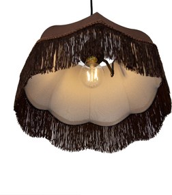 Hanglamp zwart met bruine kap en witte binnenkant 31,5cm 3-lichts - Cava