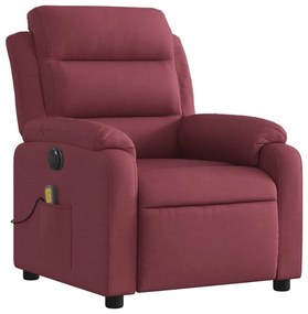 Poltrona reclinável de massagens elétrica tecido vermelho tinto