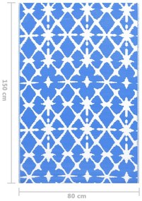Tapete de exterior 80x150 cm ARAKIL PP azul e branco