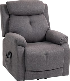 Poltrona elevatória elétrica com função de massagem e aquecimento, poltrona reclinável, portas USB, apoio para os pés, 86 x 94 x 105 cm, cinzenta