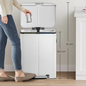 Caixote do lixo com 2 compartimentos 44,4 x 40,8 x 60,2 cm branco