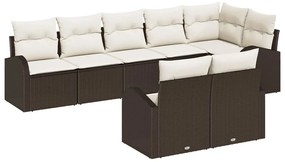 Conjunto de Sofá de Jardim vidaXL de 8 Peças com Almofadas Marrom Vime Poli