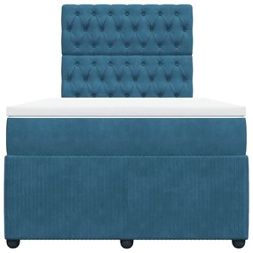 Cama boxspring com colchão 120x190 cm veludo azul